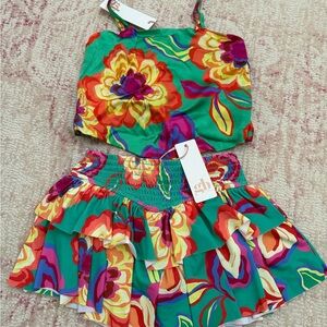 GB girls Green Floral Two-Piece Dress Set